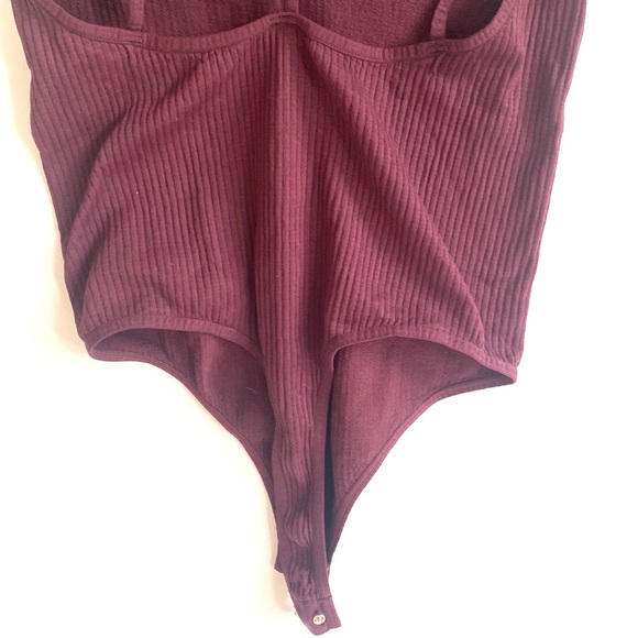(B52) NEW Intimately Free People Deep Plunge vneck burgundy bodysuit, XS/S, NWOT - Picture 7 of 7
